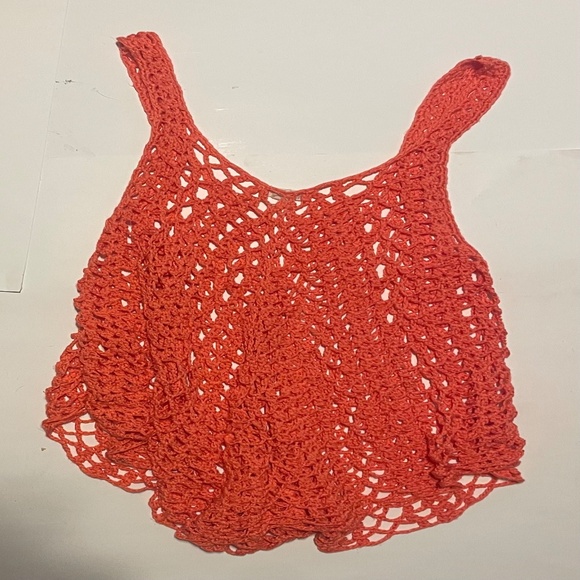 debut Knitted Crochet Orange Sleeveless Tank Top - Large - Picture 2 of 3
